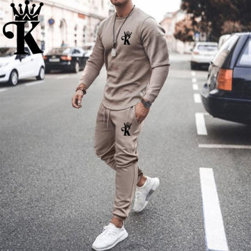 Aidase Men Set Tracksuit Men Sportsuits Gentlemen Set T-shirt Suit Long Sleeve Pure Color Coat+Pants Gyms Casual Sportswear Suit aidase-shop